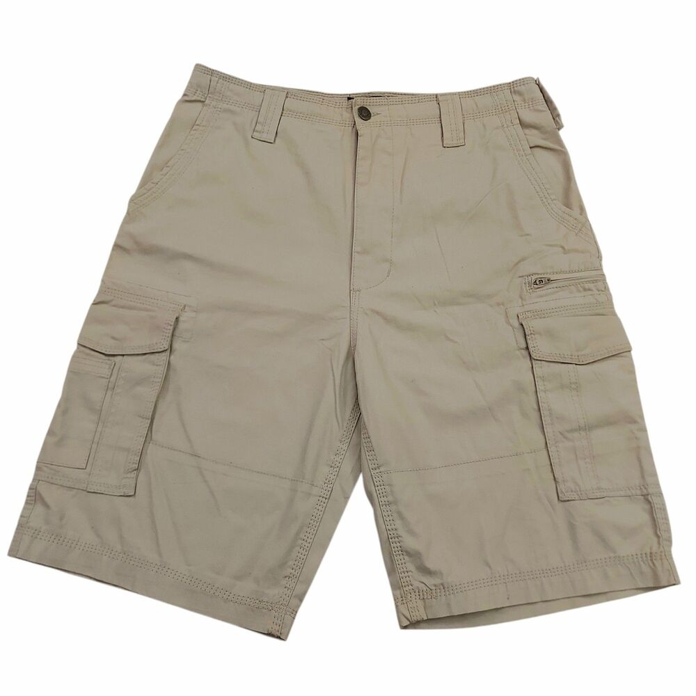 CSG Champs Sport Gear Cargo Shorts Mens 34 Beige Ripstop Cotton Utility Hiking